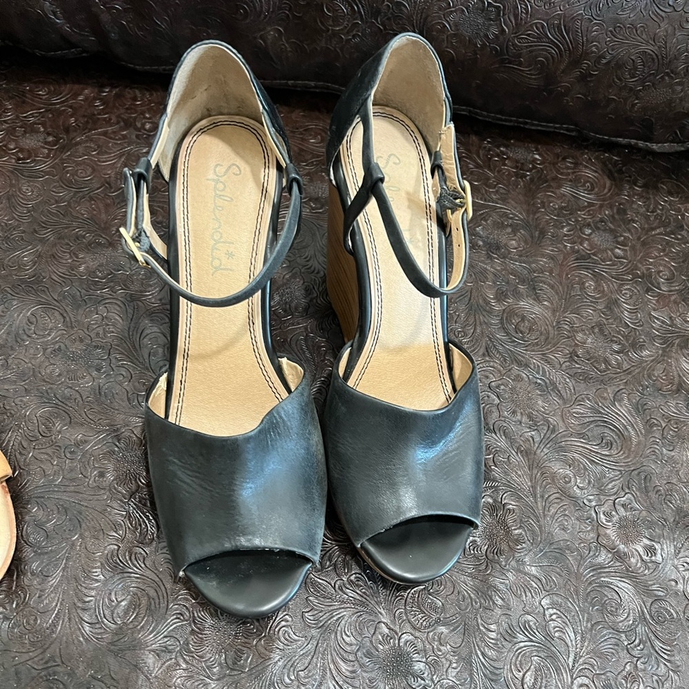 Black and White Leather Sandals